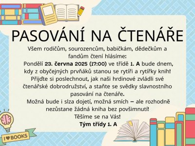 Pasování na čtenáře - pozvánka