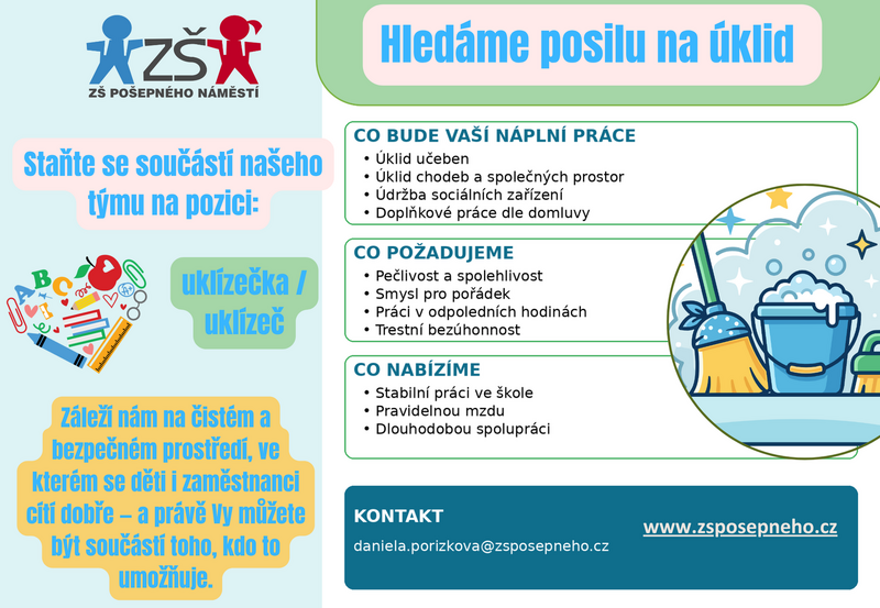 Hledáme posilu na úklid